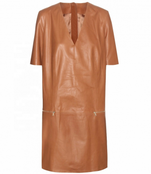 Women Brown Leather Dress