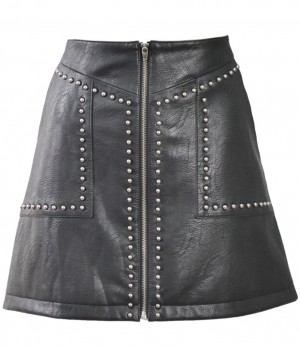 Women Leather Studded Skirt